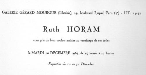 GALERIE GERARD MOURGUE  Ruth HORAM