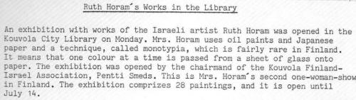 Ruth Horam's Work in the Laibrary